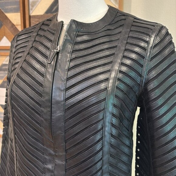 Ralph Lauren Black Label Leather Mesh Jacket size 4 - Picture 4 of 14